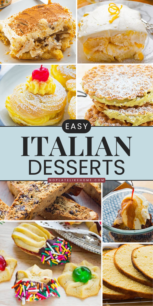 These Easy Italian Dessert Recipes are what you need for your dessert table ideas! These recipes are easy to make sweet treats from scratch perfect for any occasion. Save this pin! Easy Italian Desserts For A Crowd, Easy Italian Deserts, Italian Dessert Ideas, Dessert For Italian Dinner, Desserts That Go With Italian Food, Italian Pastry Recipes, International Dessert Recipes, Easy Italian Desserts, Italian Dessert Recipes Easy