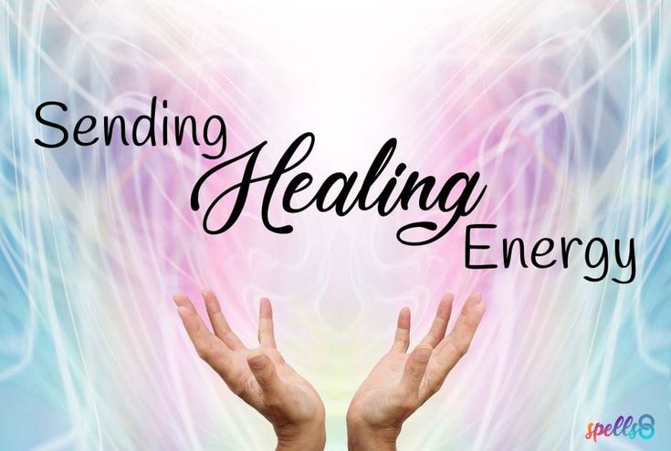 two hands reaching towards each other with the words sending healing energy in front of them