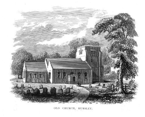 an old church in the middle of a field with trees and bushes around it, vintage line drawing or engraving illustration