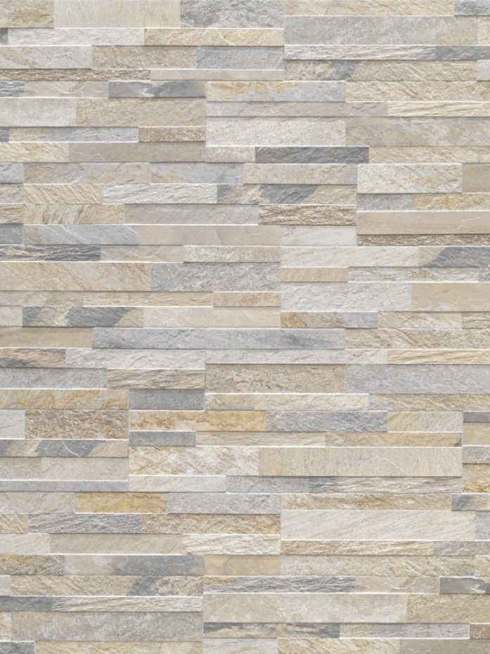 an image of a wall made out of wood planks and stone tiles in various colors