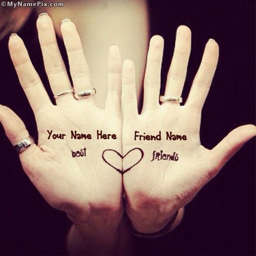 two hands with the words best friends written on them and a heart drawn on their palms