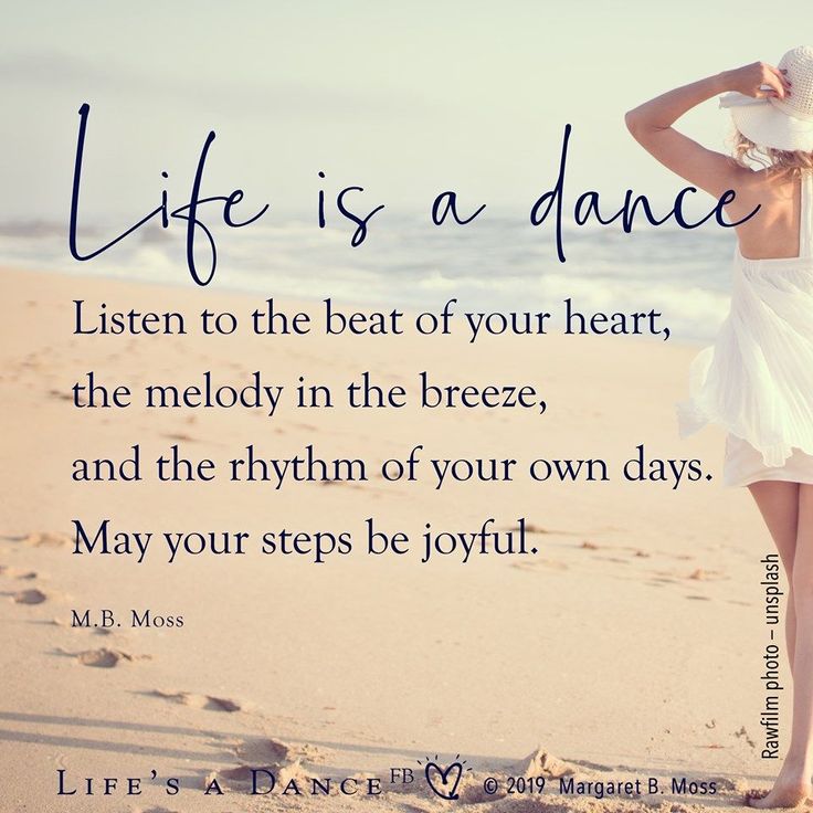 a woman standing on top of a beach next to the ocean with a quote about life is a dance