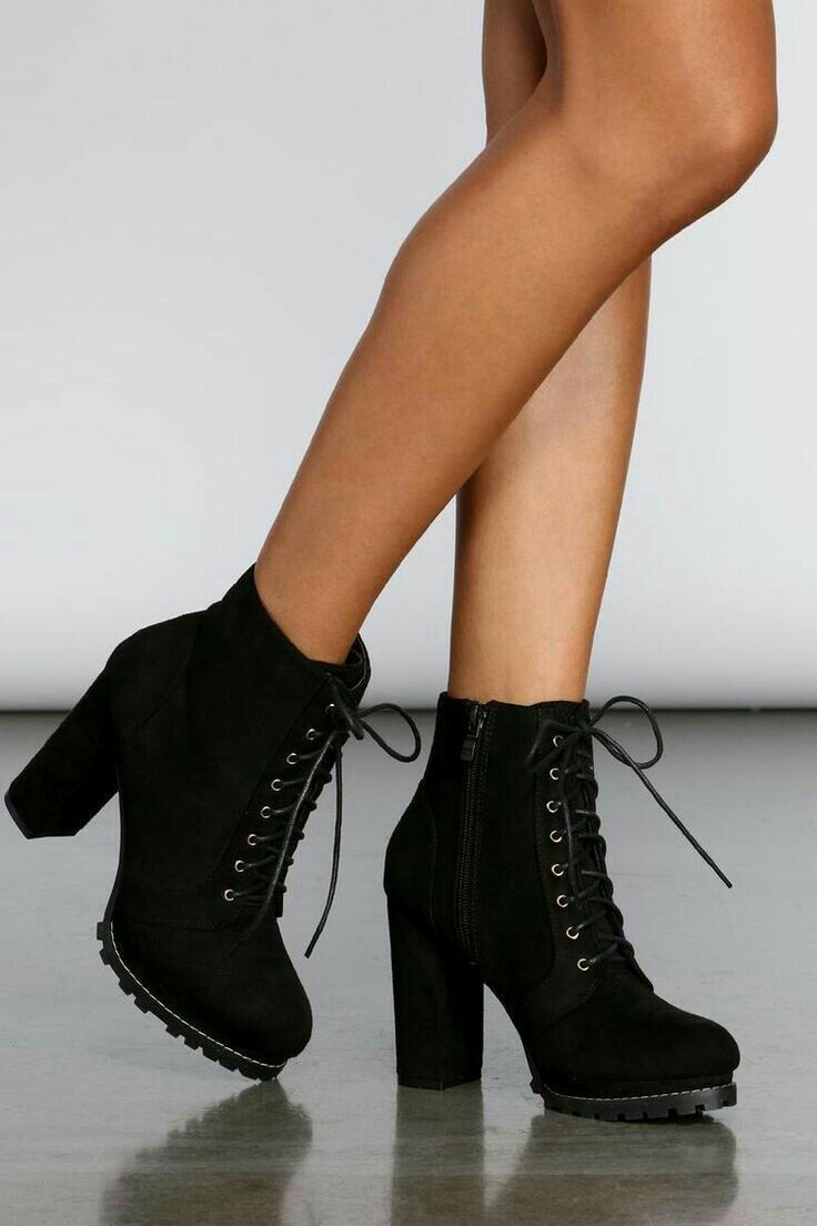 Lace Up Heel Boots, Cute Shoes Heels, Shoes Heels Classy, Black Heel Boots, Suede Leather Boots, Girly Shoes, Cute Boots, High Heel Boots Ankle, Fashion Heels