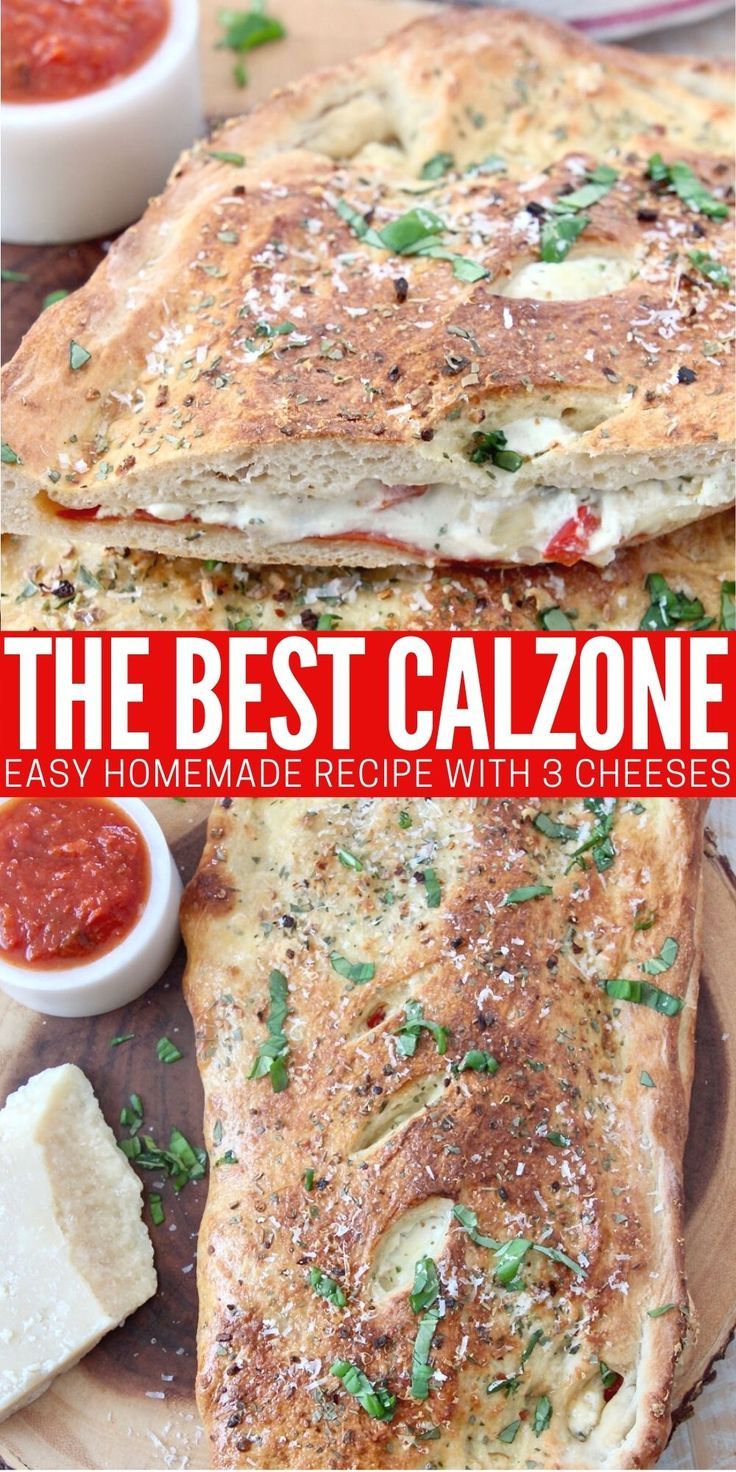 the best calzone recipe is made with 3 cheeses and it's ready to be eaten