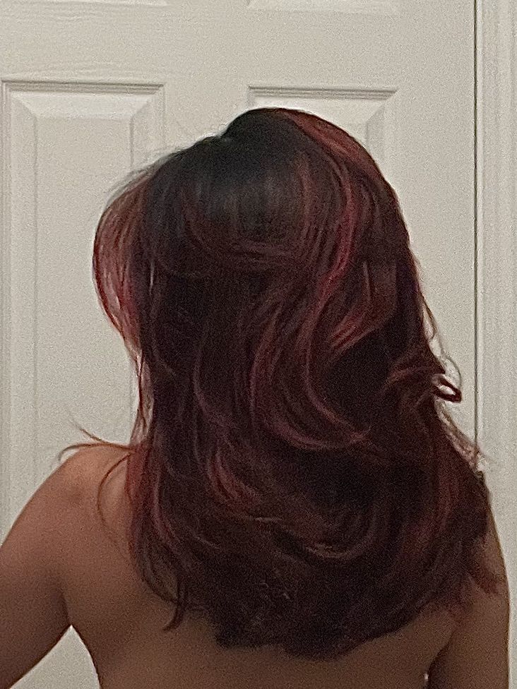 Medium Length Layered Red Hair, Red Medium Length Hair With Layers, Dark Red Hair Blowout, Cherry Red Hair With Layers, Mid Length Dark Red Hair, Medium Brown Hair With Red Tint, Layered Red Hair Medium, Cherry Red Hair Medium Length, Medium Length Cherry Red Hair