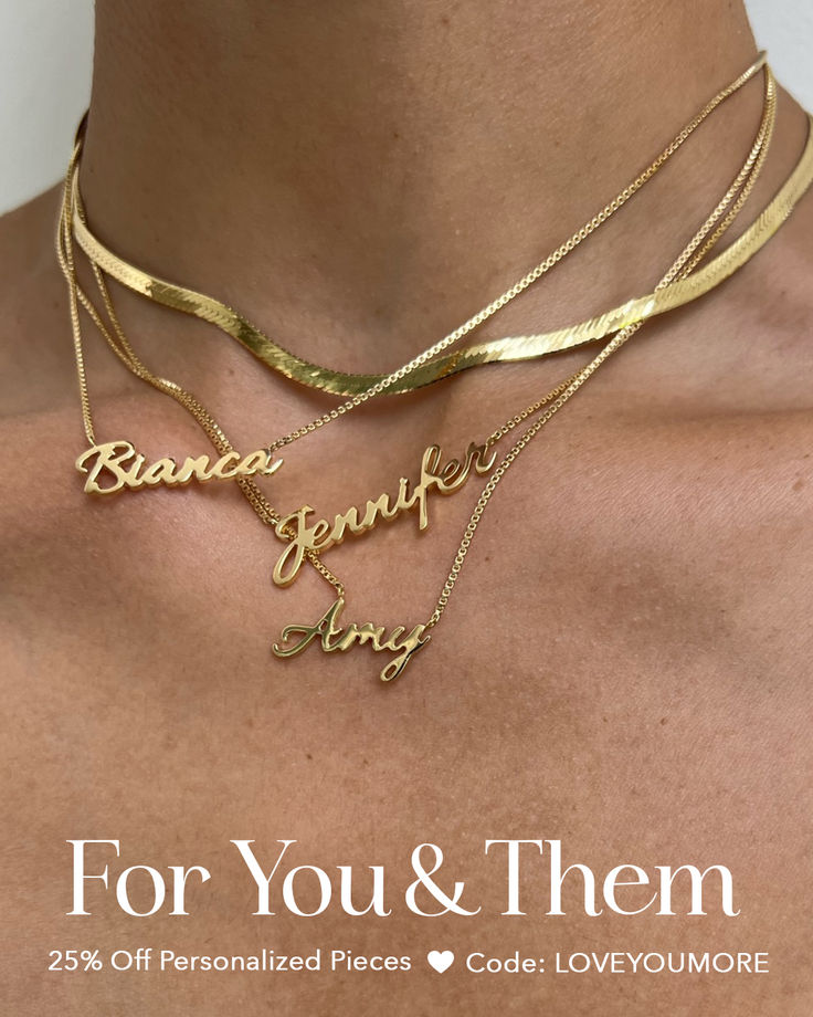 For you and For them! Fine personalized jewelry with a sentimental touch. The best-selling betty nameplate necklace is available in 14K gold and gold vermeil. 25% off through APril 21st 2023! Shop Now #mothersday #mothersdaygift #momjewelry #momgift #Nameplatenecklace #Mothersdaysale #jewelrysale Everyday Adjustable Gold Name Necklace, Custom Name Gold Plated Nameplate Jewelry, Gold Plated Custom Name Jewelry Nameplate, Gold Plated Custom Nameplate Jewelry, Custom Name Gold-plated Nameplate Jewelry, Adjustable 14k Gold Necklaces For Personalized Gift, Elegant Customizable Gold Plated Necklaces, Elegant Customizable Gold Plated Jewelry, Elegant Customizable Gold Plated Name Necklace