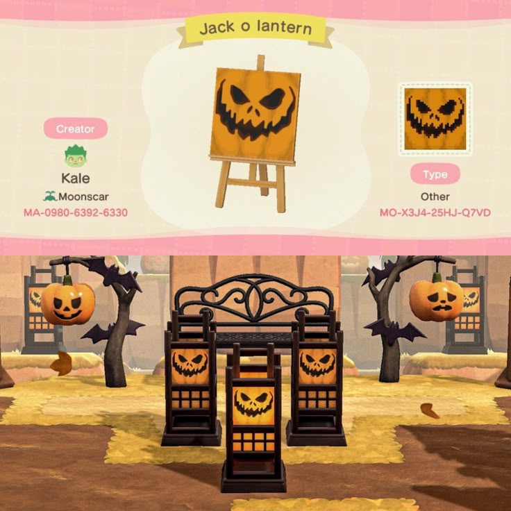 an animated halloween scene with pumpkins and jack - o'- lanterns on display