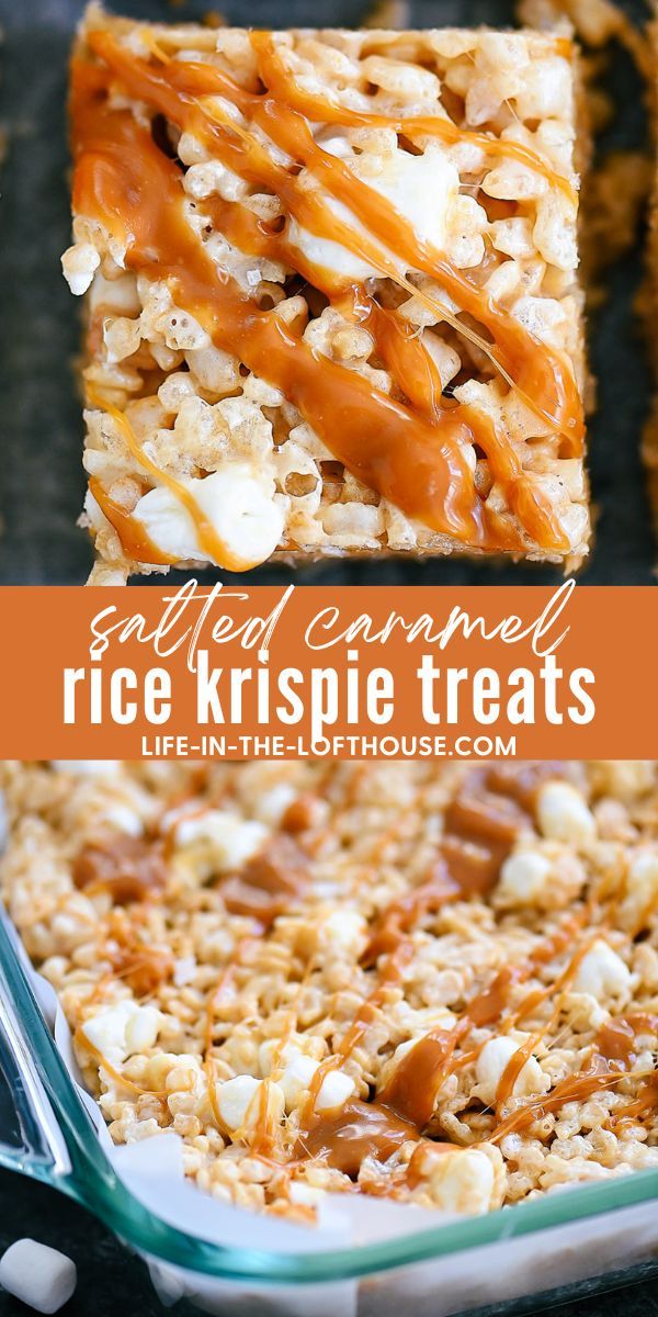 an image of rice krispie treats with caramel drizzle