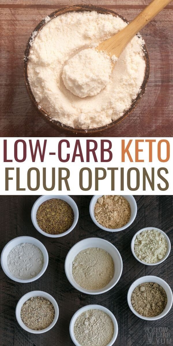 low - carb keto flour options in small white bowls