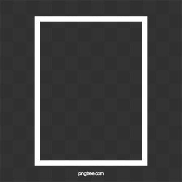 a white square frame on a black background