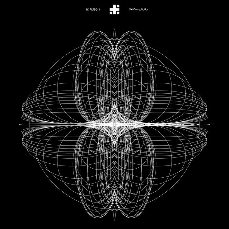 a black and white poster with lines in the shape of an abstract flower on it