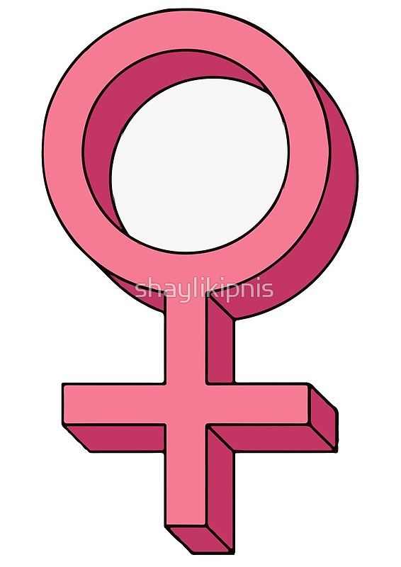 a pink female symbol on a white background