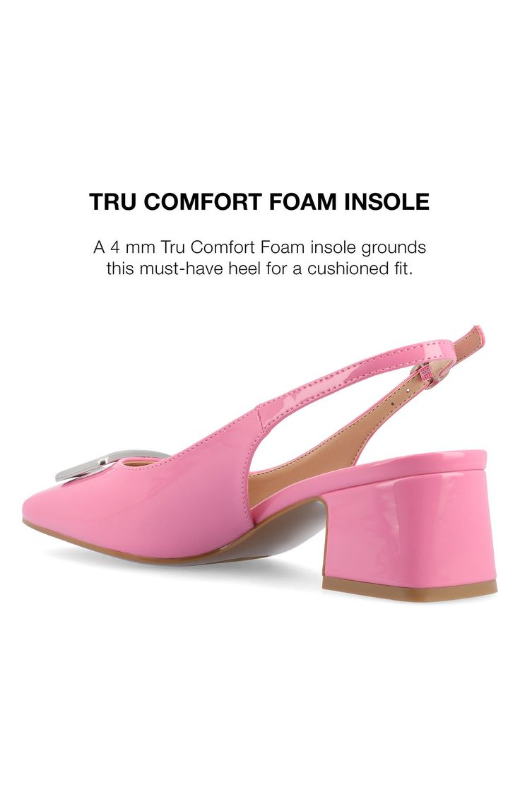 Signature Tru Comfort Foam™ cushioning gives enduring support to a chic, slingback pump featuring a square toe and stable block heel. 2" heel Adjustable ankle strap with buckle closure Tru Comfort Foam cushioning Synthetic upper, lining and sole Imported Stable Block, Girls Shoes Kids, Winter Sneakers, Winter Snow Boots, Sandals Brands, Journee Collection, Slingback Pump, Black Fits, Girls Jeans