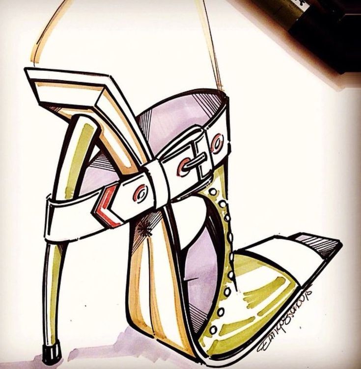 a drawing of a high heeled shoe