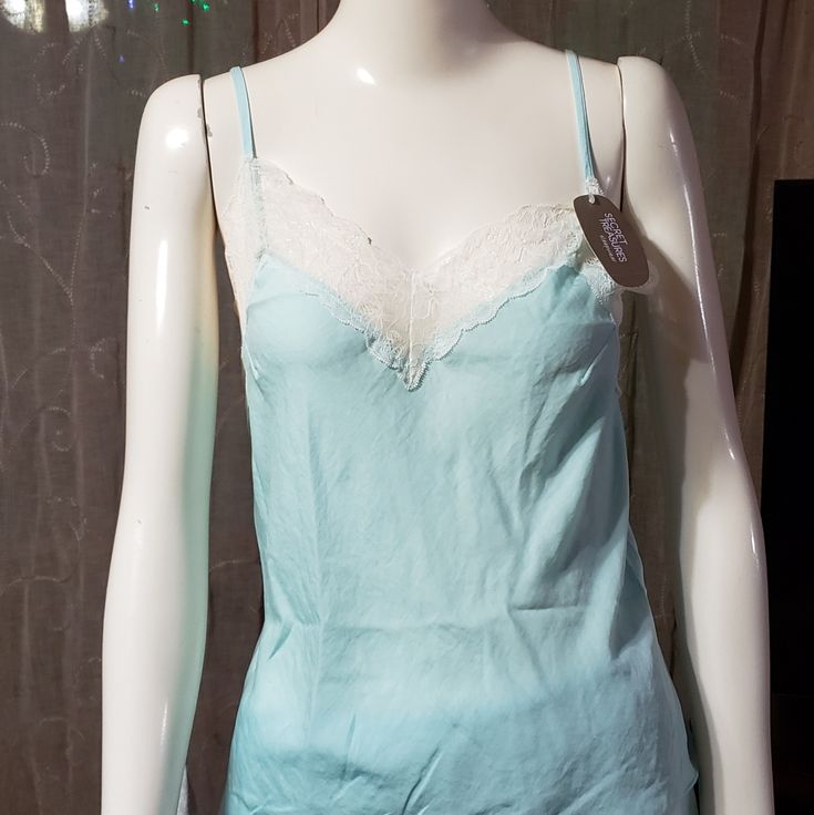 Completely New And With Tags Baby Blue Set - Cami And Shorts Satin Size Small Blue Spring Camisole For Loungewear, Spring Blue Camisole For Loungewear, Blue Camisole For Spring Loungewear, Blue Stretch Camisole For Loungewear, Stretch Blue Camisole For Loungewear, Blue Lace Trim Camisole For Summer, Blue Cami Camisole For Daywear, Blue Camisole For Daywear, Light Blue Fitted Camisole For Spring