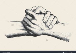 two hands holding each other in black and white