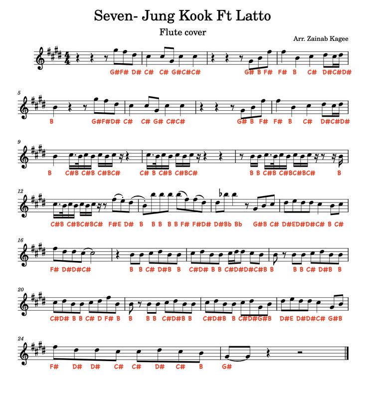 seven - sung look f lattoo sheet music