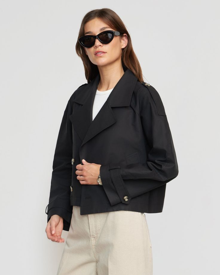 A fashion-forward take on the classic trench — Luca features a cropped, double breasted silhouette that adds a chic touch to any outfit. We love to throw this jacket over an easy tee and trousers for a day out on the town. See below for our general Size Guide and available measurements Made of 100% cotton Machine wash cold and lay flat to dry Trendy Spring Cropped Jacket With Lapel Collar, Trendy Cropped Jacket With Lapel Collar For Spring, Chic Cropped Outerwear For Spring, Chic Cropped Outerwear With Double-breasted Button Fastening, Chic Cropped Outerwear With Double-breasted Button, Chic Cropped Jacket For Fall Streetwear, Oversized Casual Cropped Jacket For Work, Spring Cropped Jacket With Double Button Closure, Chic Cropped Jacket With Lapel Collar For Spring