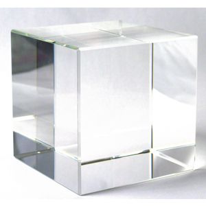 a glass cube is shown on a white background