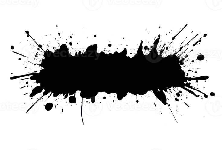 black ink splattered on white background