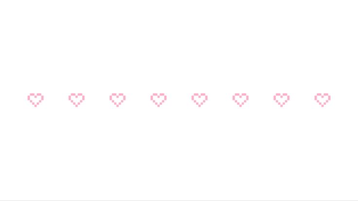 a line of hearts on a white background with pink dots in the shape of small hearts