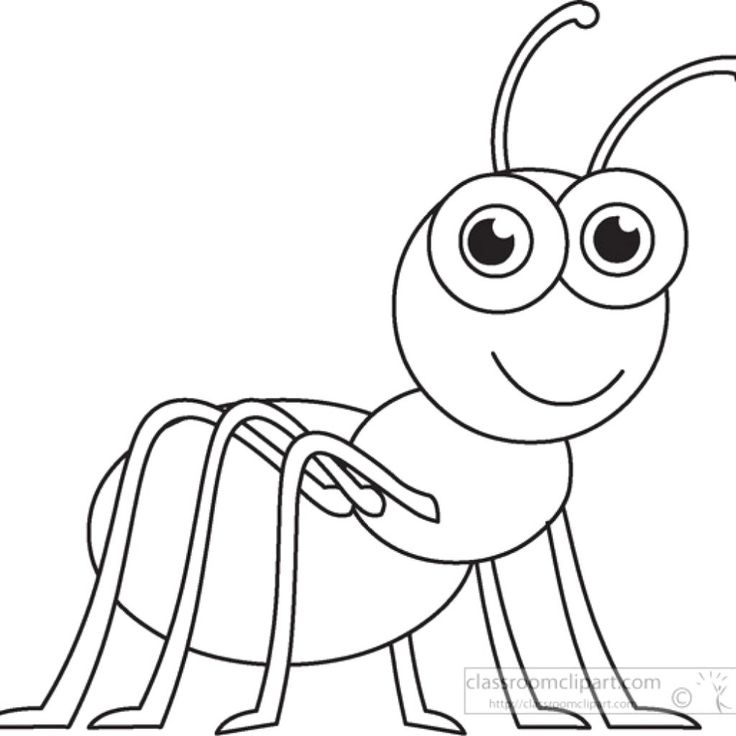 a cartoon insect with big eyes and long legs, sitting on the ground coloring page