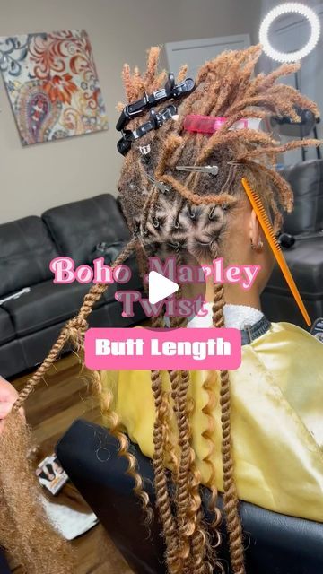 DefinedLocs - GA on Instagram: "Are these BOHO MARLEY TWIST giving spring break vacation vibes?    Get them styled over locs or on loose hair   Butt length   ✨ Hair is included with price.   Products used: LOC GEL by @definedlocs (link in bio to purchase)  #definedlocs #locs #locstyles #stylesoverlocs #marleytwist #bohotwist #bohotwists #marleytwistatl #cubantwist #coloredlocs #vacationhair #springbreak #beachhair #braids #protectivehairstyle #womenlocstyles #locstylesforwomen #loctician #atllocstylist #atlloctician #conyershair #conyershairstylist #lithoniahairstylist #hairnbeautydirectory #summerhair #explorepage #exploremore #explorepage✨" Marley Twist On Locs, Boho Twists Over Locs, Boho Braids Over Locs, Island Twist Over Locs, Cuban Twist Over Locs, Loc Braids For Black Women, Twist Over Locs Protective Styles, Braided Locs Styles For Women, Vacation Loc Styles