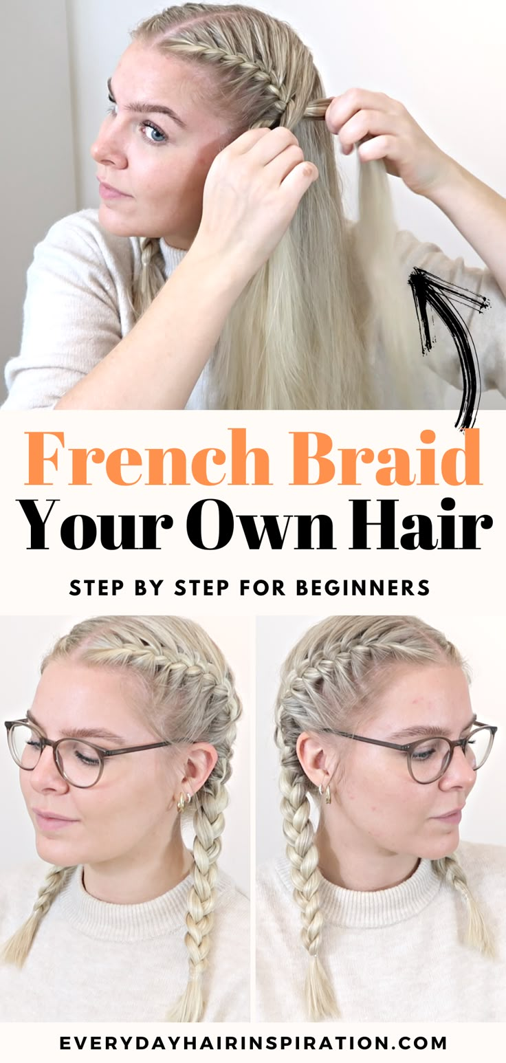 How to french braid How To Teach Yourself To French Braid Your Own Hair, Easy French Braid On Yourself, Easy French Braids On Yourself, Simple Braids To Do On Yourself, Pigtail French Braids Tutorial, Running Hairstyles Runners Braids, How To Side French Braid Your Own Hair, Tips For French Braiding Your Own Hair, French Braid Beginners Step By Step