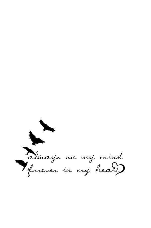 two birds flying in the sky with a quote written on it that says always one my mind forever in my head