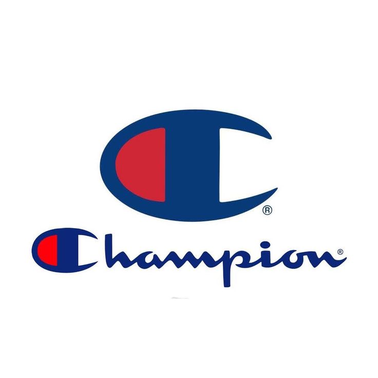 the champion logo is shown in blue and red