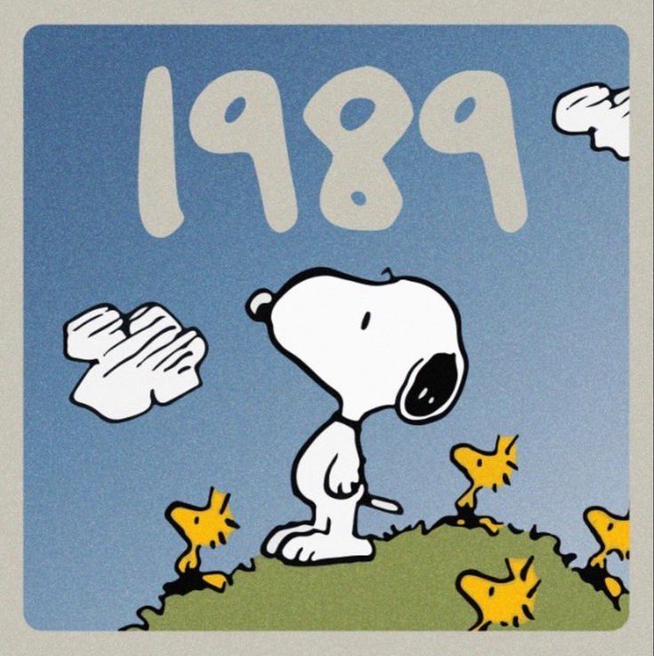 a snoopy cartoon character with stars in the background and an inscription that reads, 1909