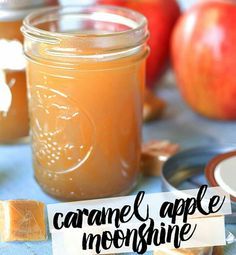 homemade caramel apple jam in a mason jar