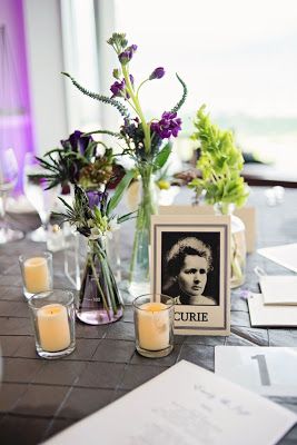 the table is set with flowers and candles