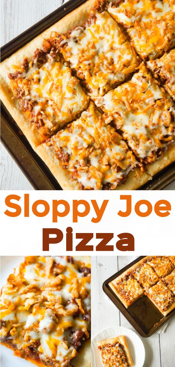 a collage of pictures showing different types of pizzas and the words sloppy joe pizza