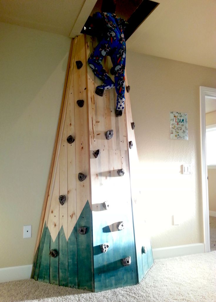 there is a climbing wall in the room