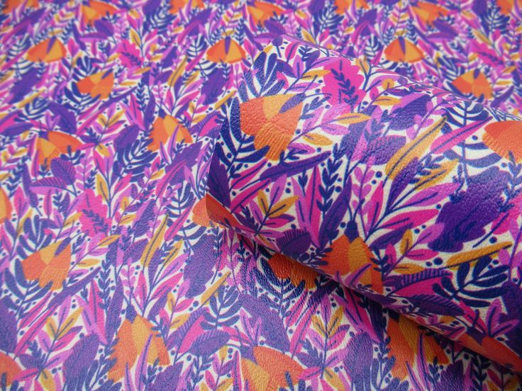 purple and orange floral print fabric