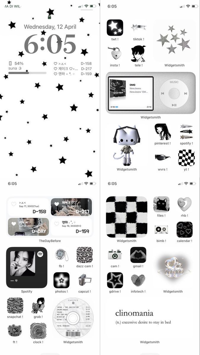 the back side of an iphone with many different icons on it, including stars and circles