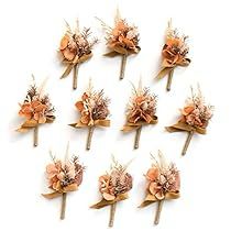 eight boutions of dried flowers are arranged in the shape of an arrow on a white background