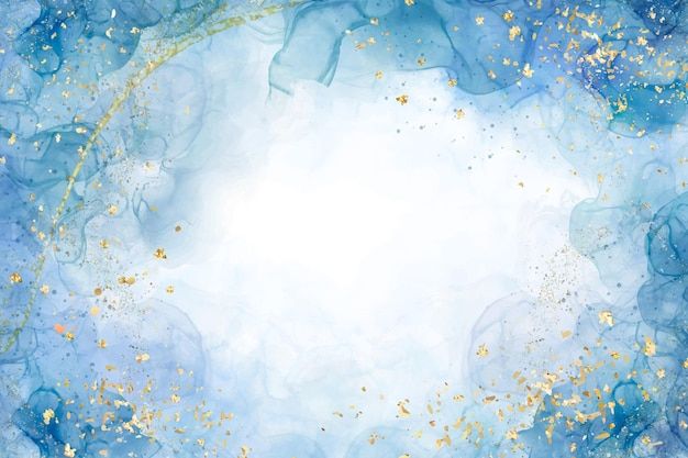 an abstract blue and gold background with space for text or image on the bottom right corner