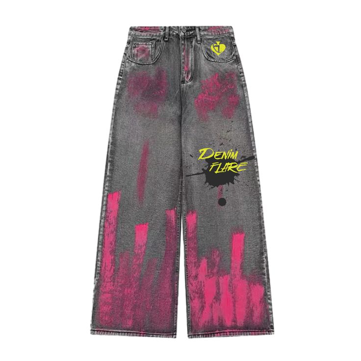 Experience urban luxury with our DF| Street Art Spray Painted Jeans. Each pair is uniquely spray painted with bold and edgy designs, creating a statement piece that merges art and fashion. Made with premium quality denim, these jeans are the epitome of street-style chic. Upgrade your wardrobe with these exclusive jeans. Features: -80% Cotton, 20% Spandex -Mid-rise waist -Premium denim fabric -Distressed detailing -Regular fit -Street unisex style Graphic Print Jeans For Spring Streetwear, Trendy Letter Print Jeans For Streetwear, Urban Acid Wash Jeans For Streetwear, Edgy Graphic Print Cotton Jeans, Edgy Cotton Jeans With Graphic Print, Spray Painted Jeans, Graffiti Print Cotton Jeans For Streetwear, Cotton Graffiti Print Jeans For Streetwear, Urban Jeans With Letter Print For Streetwear