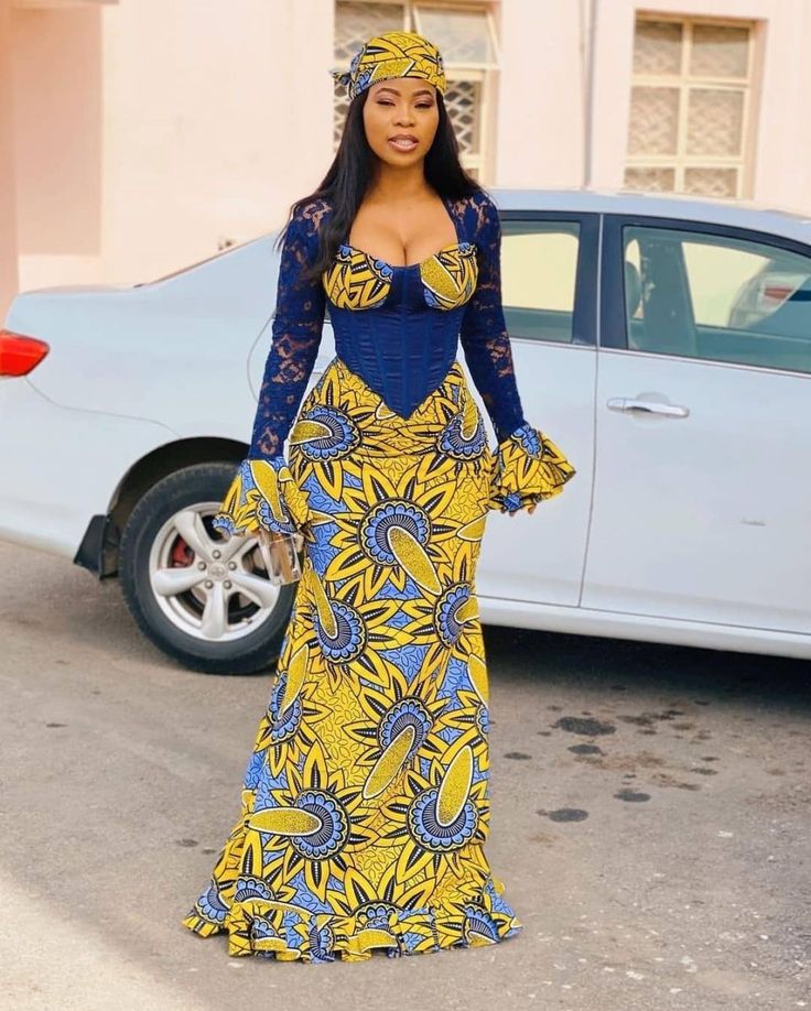 Ankara Styles For Slim Ladies, Ankara Corset Dress Styles, Styles For Asoebi, Ankara Corset Gown, Long Ankara Dress Styles, Nigerian Attire, Latest Ankara Dresses, Ankara Design, Hijabi Dresses