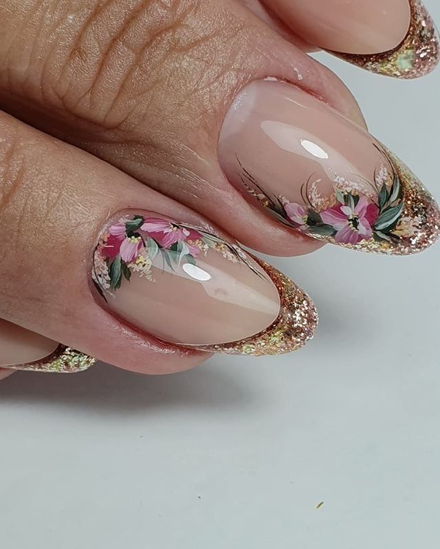 Nails With Pink Flowers, Nails With Pink, Unghie Nail Art, Bridal Nail Art, Beauty Nails Design, Pretty Nail Art Designs, Floral Nail Art, Her Nails, Pretty Nail Art