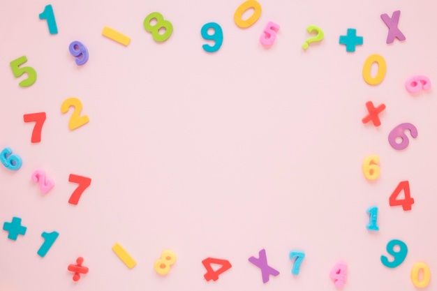 multicolored numbers arranged in the shape of a circle on a pink background with space for text