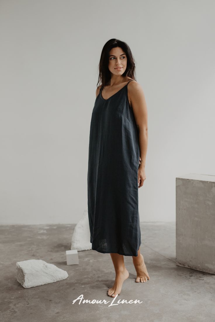 Linen slip dress dress JAKARTA is perfect for a bohemian, casual chic, or feminine style. You can wear the dress as a party outfit, date night outfit, or even a wedding guest outfit. Perfect for vacation outfit, spring outift idea, summer dress. This dress will complete a simple, minimalistic look.  For chilly evenings choose our linen coat or jacket! Our eco-friendly and sustainable women's fashion is made from 100% European linen. Add our sleeveless dress to your capsule wardrobe today! Linen Long Dress, Linen Slip Dress, Sleeveless Linen Dress, Linen Coat, Long Linen Dress, Baby Shower Outfit, Guest Attire, Wedding Attire Guest, Vacation Outfit