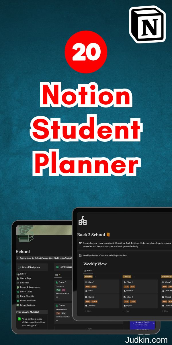 an image of a computer screen with the words,'20 nation student planner '