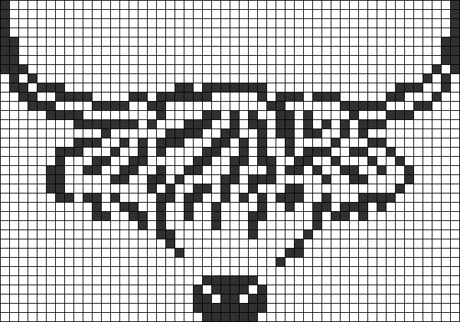 a cross stitch pattern with an image of a bull's head in black and white