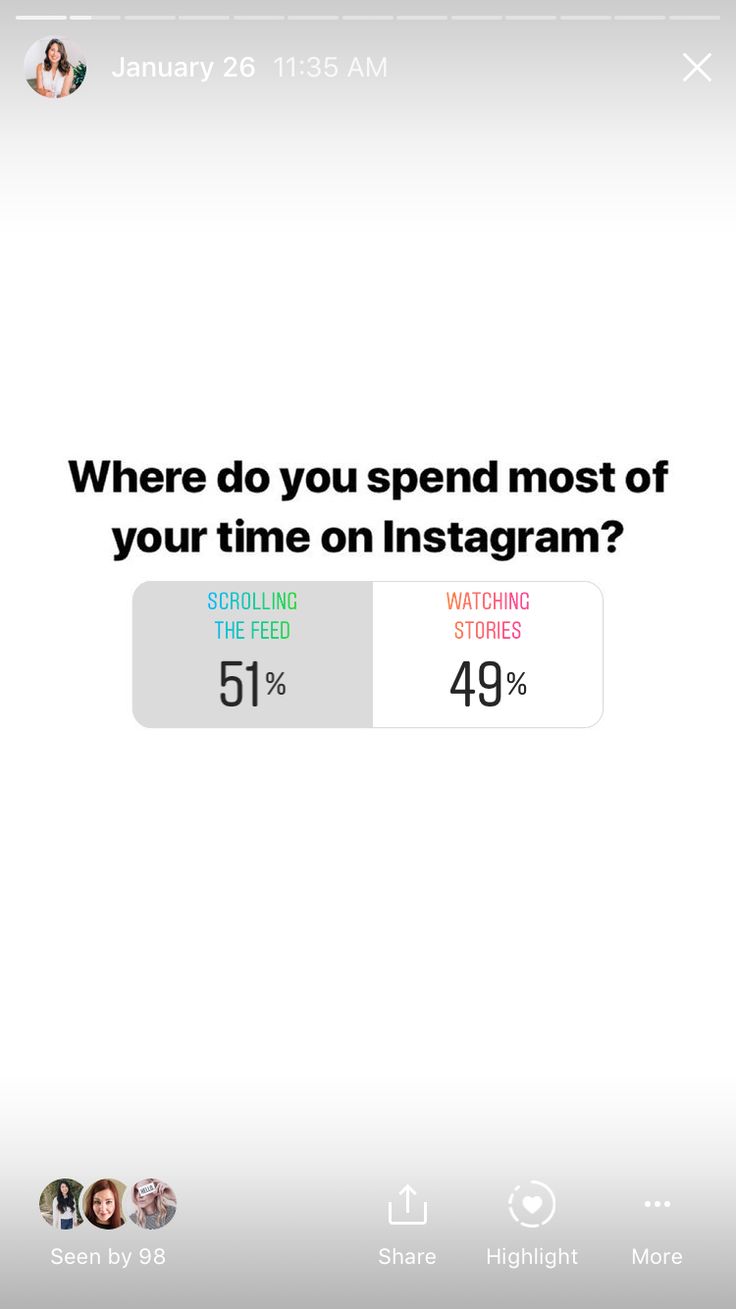 an iphone screen with the text where do you spend most of your time on instagram?