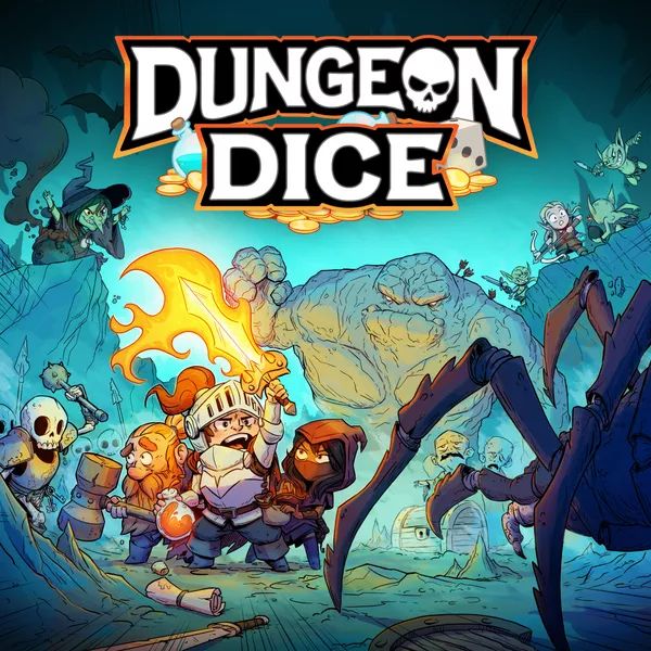 the cover art for dungeon dice, an action role game with many characters in it