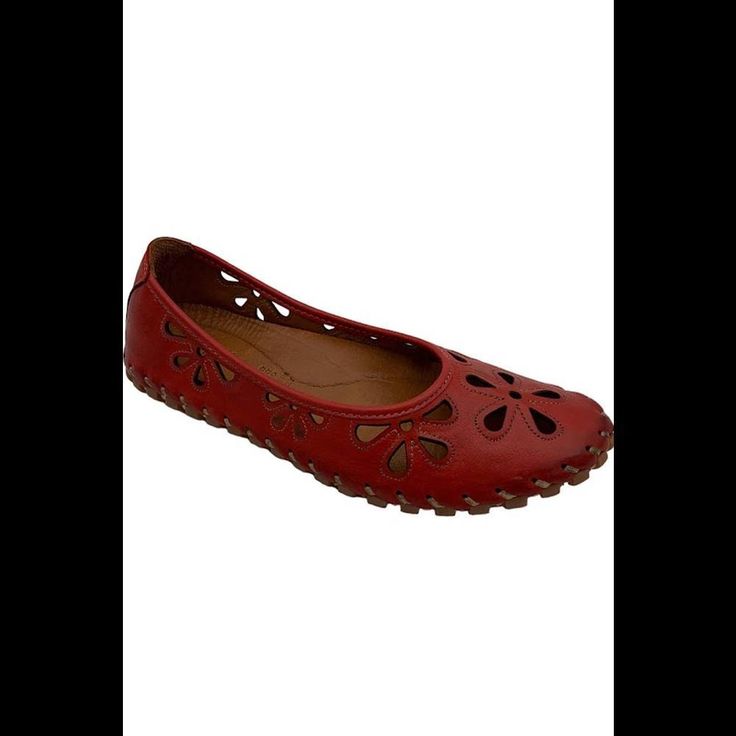 "New - The Item Is Brand-New, Unused, And Unworn. The Item May Or May Not Have The Original Tags And/Or Original Packaging. 100% Leather Rubber Sole Upper: Leather Outsole: Rubber Insole: Leather Closure: Slip-On" Red Slip-on Flats For Spring, Red Leather Flats For Summer, Red Round Toe Flats For Fall, Red Leather Flats With Leather Sole, Casual Red Flats With Leather Sole, Red Slip-on Flats With Rubber Sole, Red Flats With Rubber Sole, Red Flats With Leather Sole, Red Flats With Leather Sole For Spring