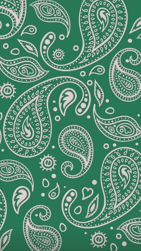 a green and white paisley print fabric